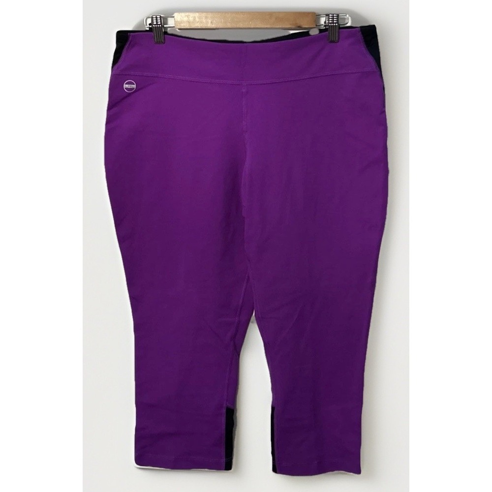 Ralph Lauren Active Capri Leggings Pants Capri Purple Black LRL Zip Pocket XL